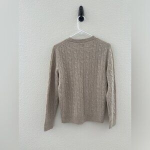 J. Crew 100% Cashmere Cable Knit Tan Sweater Small EUC